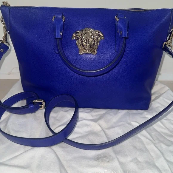 Versace Indigo Blue Medusa Leather Bag